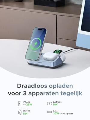 UGREEN W711 3-in-1 25W Magnetic Charger Wireless Charger 25 W Qi-standaard Grijs