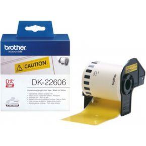 Brother DK-22606 Rol met etiketten 62 mm x 15.24 m Folie Geel 1 stuk(s) Permanent hechtend DK22606 Universele etiketten