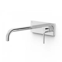 Wastafelmengkraan Inbouw Tres Study Exclusive met Afdekplaat Gebogen Uitloop 24 cm en Hendel Chroom - thumbnail