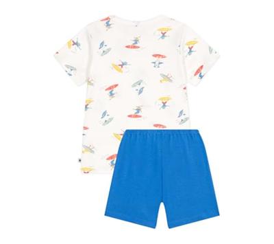 Korte pyjama met surfermotieven voor kinderen PETIT BATEAU wit Korte pyjama met surfermotieven voor kinderen PETIT BATEAU wit