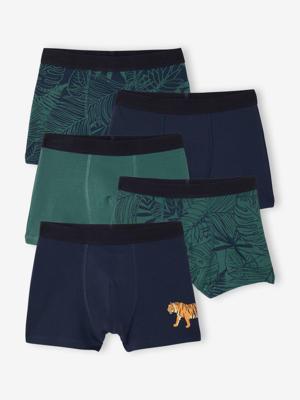 Set van 5 boxershorts voor jongens met jungleprint engels groen Set van 5 boxershorts voor jongens met jungleprint engels groen