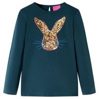 Kindershirt met lange mouwen konijnenprint 104 donkergroen - thumbnail