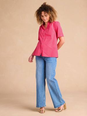 ENVIE DE FRAISE Seersucker overhemd blouse voor zwangerschap en borstvoeding ENVIE DE FRAISE rozen ENVIE DE FRAISE Seersucker overhemd blouse voor zwangerschap en borstvoeding ENVIE DE FRAISE rozen