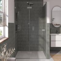 Saqu Parro Douchedeur 120x210 cm Geborsteld Grijs Helder Glas - thumbnail