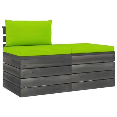 vidaXL 2-delige Loungeset met kussens pallet massief grenenhout