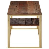 Salontafel roestvrij staal en massief hout goudkleurig - thumbnail