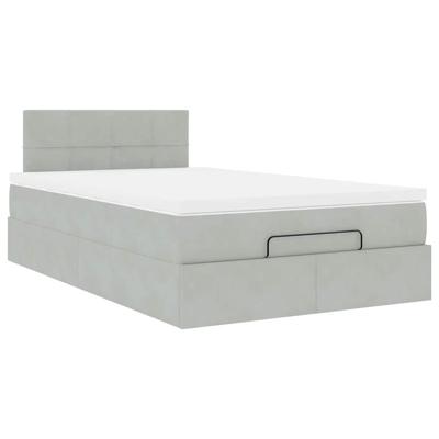 Ottoman bed met matras en LED's 90x200cm fluweel lichtgrijs - thumbnail