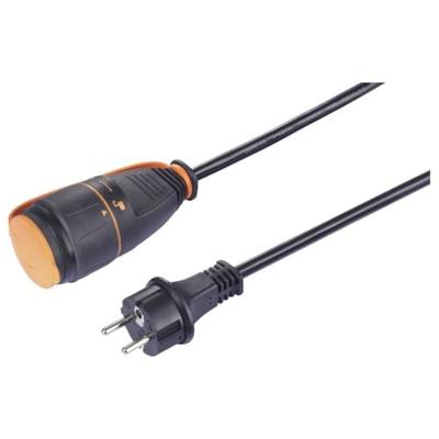 Sygonix SY-6746418 Stroom Verlengkabel Zwart, Oranje 5 m H07BQ-F 3G 1,5 mm² Spiraalkabel, Afsluitbaar, Weerbestendig