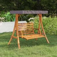 VidaXL Schommelframe met antracietkleur dak gebogen hout teakafwerking - thumbnail