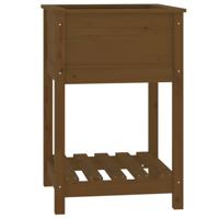 VidaXL Plantenbak met schap 54x54x81 cm grenenhout honingbruin - thumbnail