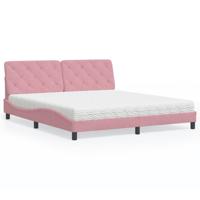 Bed met matras fluweel roze 180x200 cm - thumbnail