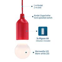 HyCell 1600-0176 Pull-Light PL Campinglamp LED 25 lm werkt op batterijen 50 g Rood - thumbnail