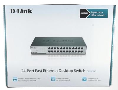 D-Link DES-1024D Fast Ethernet Switch met 24 poorten (10/100 Mbps, tot 200 Mbit/s in full-duplex modus)