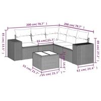 6-delige Loungeset met kussens poly rattan beige - thumbnail