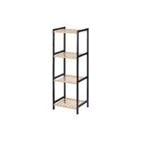 Badkamerschappen 35 x 30 x 100 cm Zwart Natuurlijk Bamboe Dennenhout - thumbnail