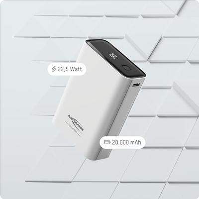 Ansmann 20000 mAh PB222PD w Powerbank 20 Ah USB PD 3.0, Quick Charge 2.0 LiPo Wit Met laadregelaar, Gelijktijdig laden en ontladen, Statusweergave Ansmann 20000 mAh PB222PD w Powerbank 20 Ah USB PD 3.0, Quick Charge 2.0 LiPo Wit Met laadregelaar, Gelijktijdig laden en ontladen, Statusweergave