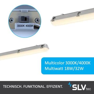 SLV 1007490 Waterproof V 1200 LED-plafondlamp voor badkamer LED 32 W Grijs SLV 1007490 Waterproof V 1200 LED-plafondlamp voor badkamer LED 32 W Grijs