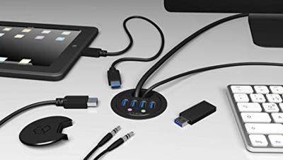 ICY BOX USB-C (USB 3.2 Gen 2) multiport hub 6 poorten Zwart ICY BOX USB-C (USB 3.2 Gen 2) multiport hub 6 poorten Zwart