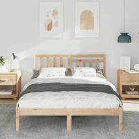 Bedframe met hoofdeinde Bruin 135 x 190 cm Massief grenenhout - thumbnail
