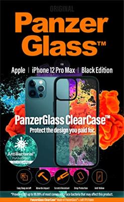 PanzerGlass Transparante beschermhoes met zwarte rand voor Apple iPhone 12 Pro Max, 253