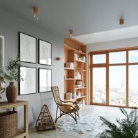 Plafondlamp SALGADO natuurlijk hout - thumbnail