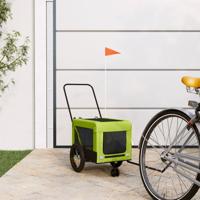 VidaXL Hondenfietstrailer oxford stof en ijzer groen en zwart - thumbnail