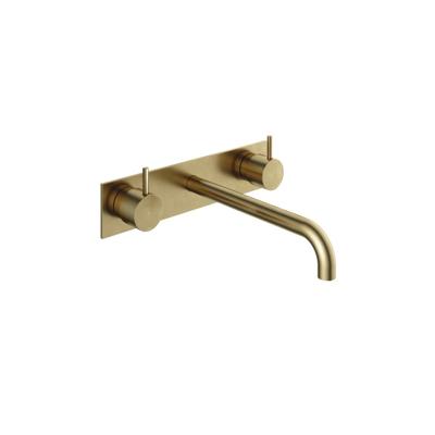 Hotbath Cobber afbouwdeel wastafelmengkraan met achterplaat en 25 cm uitloop geborsteld messing (goud) CB006TEXT25BB
