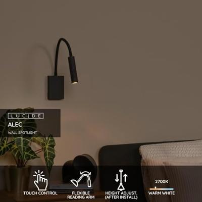 Lucide ALEC - Wandspot / Wandlamp - LED 3 StepDim - G9 - 1x3W 2700K - Inclusief omwisselbare ringen - Zwart