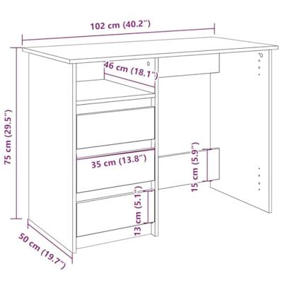Bureau 102x50x75 cm bewerkt hout artisanaal eikenkleurig
