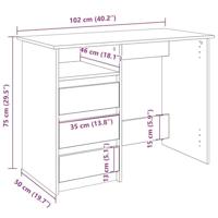 Bureau 102x50x75 cm bewerkt hout artisanaal eikenkleurig - thumbnail