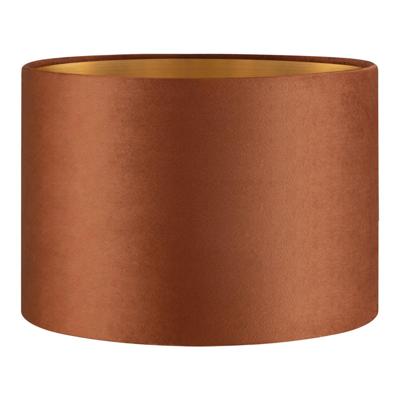 Fluweel - Velvet Lampenkap - Cilinder - Bruin + goud - Luxe stijl - ø30 x 20 cm - E27 fitting - voor tafellampen en Pendellamp - voor woonkamer en eetkamer