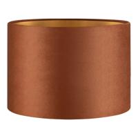 Fluweel - Velvet Lampenkap - Cilinder - Bruin + goud - Luxe stijl - ø30 x 20 cm - E27 fitting - voor tafellampen en Pendellamp - voor woonkamer en eetkamer - thumbnail