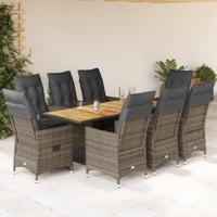 9-delige Tuinset met kussens poly rattan grijs - thumbnail