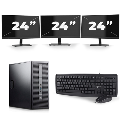 HP EliteDesk 800 G2 Tower - Intel Core i7-6e Generatie - 16GB RAM - 256GB SSD - Windows 11 + 3x 24 inch Monitor