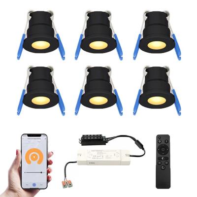Set van 6 Milano Smart LED Mini Inbouwspots - Veranda spots - 12V 3W 200lm - Dimbaar - Wifi & Bluetooth - 2700K - IP65 waterdicht - Zwart