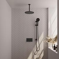 Brauer Black Carving Thermostatische Regendoucheset Inbouw - Hoofddouche 30 cm - Met Drukknoppen - Handdouche 3 Standen - Doucheslang - Geintegreerde Glijstang - Mat Zwart - thumbnail