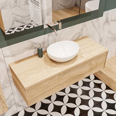 Mondiaz Lush Barco badmeubel Washed oak 120 cm 1 lade mdf 1 waskom midden zonder kraangat