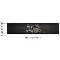 VidaXL Keukenmat wasbaar kopjeprint 60x300 cm fluweel zwart - thumbnail