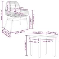 5-delige Tuinset poly rattan glas bruin - thumbnail