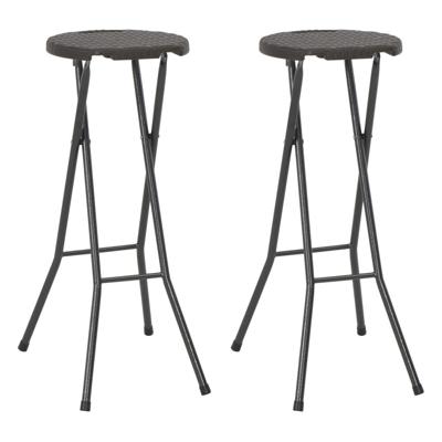 VidaXL Barkrukken inklapbaar 2 st rattan look hdpe en staal bruin VidaXL Barkrukken inklapbaar 2 st rattan look hdpe en staal bruin