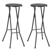 VidaXL Barkrukken inklapbaar 2 st rattan look hdpe en staal bruin - thumbnail