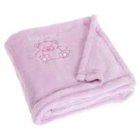 Playshoes fleece babydeken Beer Roze-100x150 cm - thumbnail