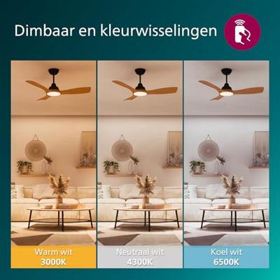 Philips LED Olas Plafondventilator 30 W (Ø x h) 1070 mm x 310 mm Zwart Met afstandsbediening, Dimbaar Philips LED Olas Plafondventilator 30 W (Ø x h) 1070 mm x 310 mm Zwart Met afstandsbediening, Dimbaar