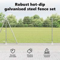 VidaXL Hek met paal zilver 0,4 x 25 m staal - thumbnail