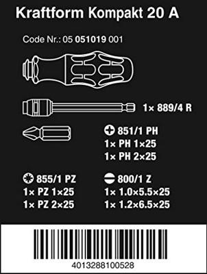 Wera Kraftform Kompakt 20 A bitset - thumbnail