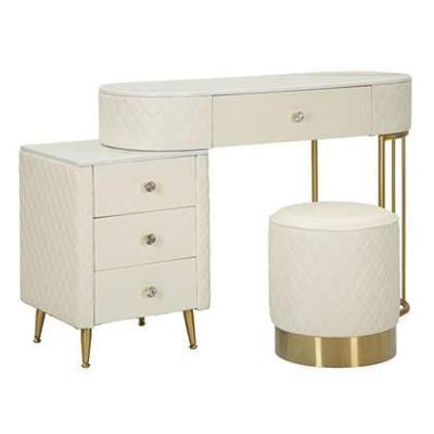 Mauro Ferretti Sharon Imitatie lederen kaptafel met poef Mauro Ferretti Sharon Imitatie lederen kaptafel met poef