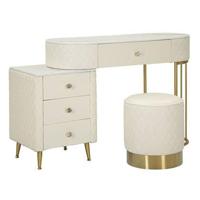 Mauro Ferretti Sharon Imitatie lederen kaptafel met poef - thumbnail