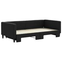 Slaapbank met onderschuifbed 100x200 cm stof zwart - thumbnail