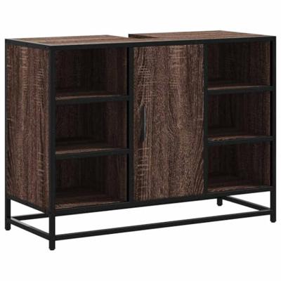 Wastafelkast 80x33x60 cm bewerkt hout bruin eikenkleurig Wastafelkast 80x33x60 cm bewerkt hout bruin eikenkleurig