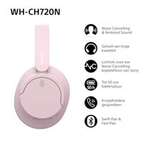 Sony WH-CH720N Draadloze Bluetooth Noise Cancelling Over-Ear Koptelefoon, Geluid van hoge kwaliteit, Ambient Sound Mode, Lichtgewicht ontwerp, BatteriJduur tot 50 uur, iOS & Android - Roze - thumbnail